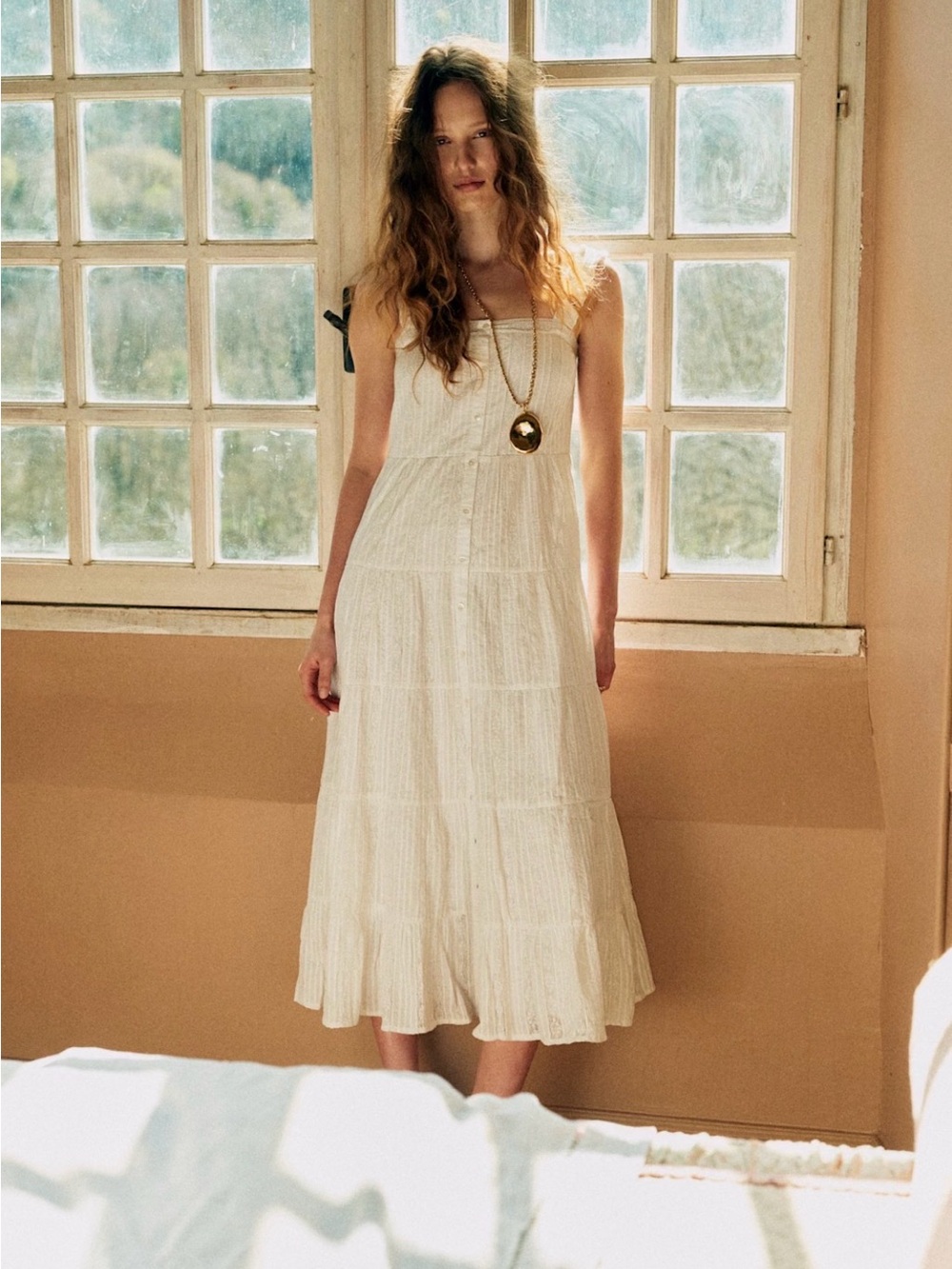 Sézane Rams dress in embroidered ecru, size 36(us4) - Picture 1 of 5